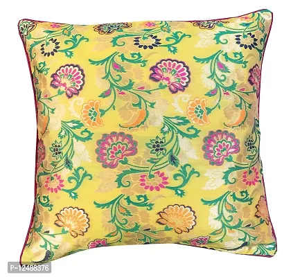 Pink parrot- Jacquard Silk Multi Colour Square Cushion Cover 16x16 inch-Set 2 pcs-thumb2