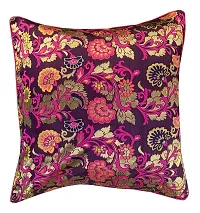 Pink parrot- Jacquard Silk Multi Colour Square Cushion Cover 16x16 inch-Set 2 pcs-thumb1