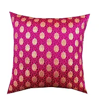 Pink Parrot- Dupian Silk- multi colour 180 count Cushion Cover 16x16 inch -Set of 5 pcs-thumb1