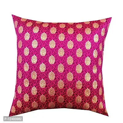 Pink Parrot- Dupian Silk- multi colour 180 count Cushion Cover 16x16 inch -Set of 5 pcs-thumb2