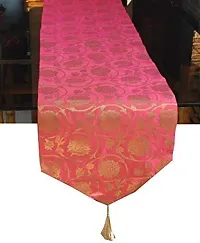 Vireo Jacquard Silk Table Runner Size 12x88 inch 1 pc-Pink-thumb2