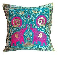 PINK PARROT Dopian Silk Throw Pillow Covers/Cushion Covers ( Multicolour, 16x16 inches) - Set of 5-thumb3