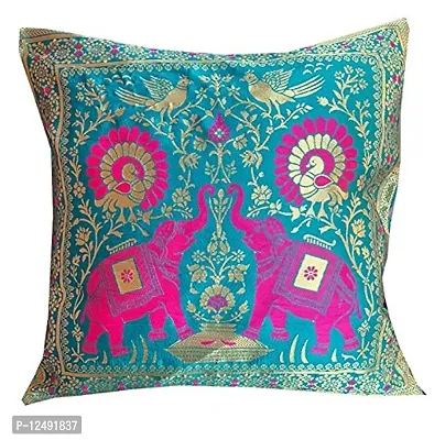 PINK PARROT Dopian Silk Throw Pillow Covers/Cushion Covers ( Multicolour, 16x16 inches) - Set of 5-thumb4