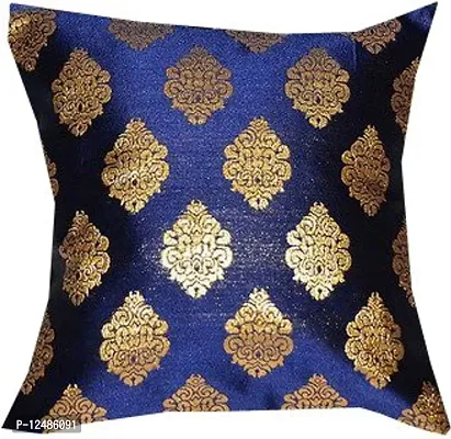 VIREO Jacquard Silk Cushion Cover Set (16X16 inches, Black)-1pc