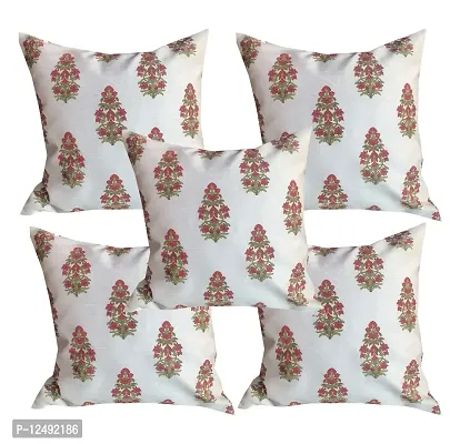 Pinkparrot Dopian Silk Designer Decorative Throw Pillow Covers/Cushion Covers ( 16x16 inches) - Set of 5- Code 001