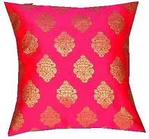 VIREO Silk Cushion Cover with Zipper (12X12-inch, Pink) - Set of 5-thumb2