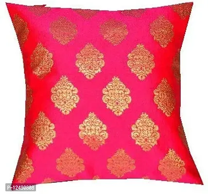 VIREO Silk Cushion Cover with Zipper (12X12-inch, Pink) - Set of 5-thumb3