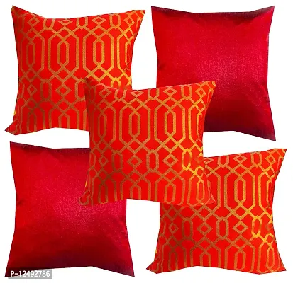 Pinkparrot Jacquard Red Colour Throw Pillow Covers/Cushion Covers -16x16 inch-Set of-co06-thumb0