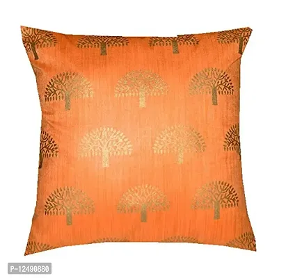 VIREO Jacquard Silk Cushion Cover Set Pieces (16X16 inches, Beige)-1pc