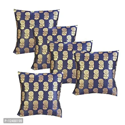 Decorative Bright Blue Colour Throw Pillow/Cushion Covers Set 12x12 inchs Set 5 pcs-thumb0