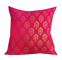 Pinkparrot Dopian Silk Multicolour Throw Pillow Covers/Cushion Covers ( 16x16 inches) - Set of 5-Pink 2-thumb1