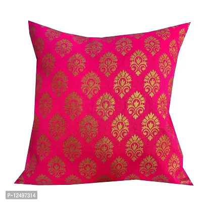 Pinkparrot Dopian Silk Multicolour Throw Pillow Covers/Cushion Covers ( 16x16 inches) - Set of 5-Pink 2-thumb2