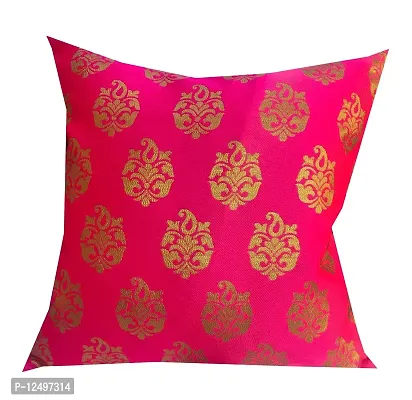 Pinkparrot Dopian Silk Multicolour Throw Pillow Covers/Cushion Covers ( 16x16 inches) - Set of 5-Pink 2-thumb4