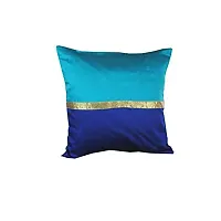 PINK PARROT 12x12 inch Blue-Dupion Silk Cushion Cover (Multicolour) -Set of 5 Pieces-thumb1