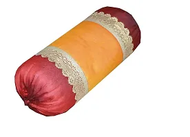 VIREO Dupian Silk Bolster Cover Set of 2pcs-(30x16 inches, yellow).-thumb1