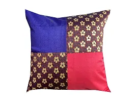 Pink parrot- Jacquard Silk Off White and Yellow Square Cushion Cover 16x16 inch-Set 5 pcs-thumb3