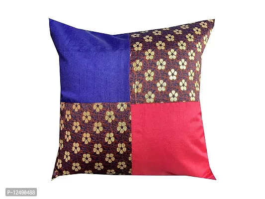 Pink parrot- Jacquard Silk Off White and Yellow Square Cushion Cover 16x16 inch-Set 5 pcs-thumb4