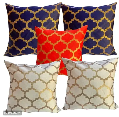 VIREO Dupian Jacquard Multi Colour Throw Pillow Covers/Cushion Covers - 18x18 inch-Set of 5-Yellow-jo5
