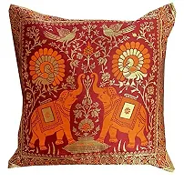 PINK PARROT Dopian Silk Throw Pillow Covers/Cushion Covers ( Multicolour, 16x16 inches) - Set of 5-thumb1