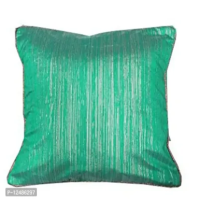 VIREO Silk Jacquard Cushion Cover Set (16X16 inches; Green)-1pc