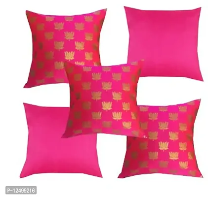 Pinkparrot Jacquard Pink Colour Throw Pillow Covers/Cushion Covers -16x16 inch-Set of-co30