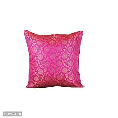 PINK PARROT Dupion Jacquard Cushion Cover (12x12-inch | Design 15) - Set of 5 Pieces-thumb2