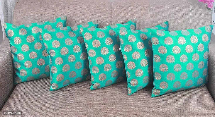 VIREO Dupion Silk Cushion Cover (16x16 inches) - Set of 5-thumb3