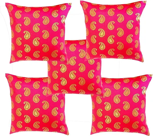 PINK PARROT Dupian Silk Cushion Cover - Set of 5