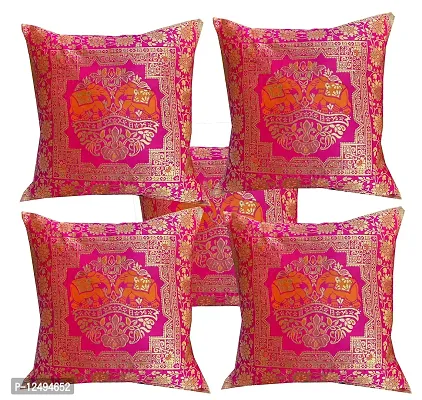 Pinkparrot Dopian Silk Multicolour Throw Pillow Covers/Cushion Covers ( 16x16 inches) - Set of 5-00Ab3-thumb0