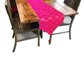 Vireo Jacquard Silk Table Runner Size 12x106 inch 1 pc-Pink 1-thumb1