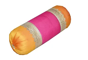 VIREO Dupian Silk Bolster Cover (30x16 Inches/74x40 cms) -Set of 2 Pcs, Multicolour-thumb1