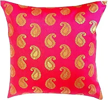 PINK PARROT Dupion Silk Pink Cushion Cover (16x16 inch) - Set of 5 Pieces-thumb2