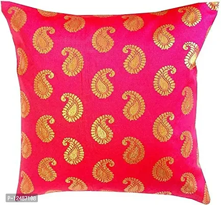 PINK PARROT Dupion Silk Pink Cushion Cover (16x16 inch) - Set of 5 Pieces-thumb3