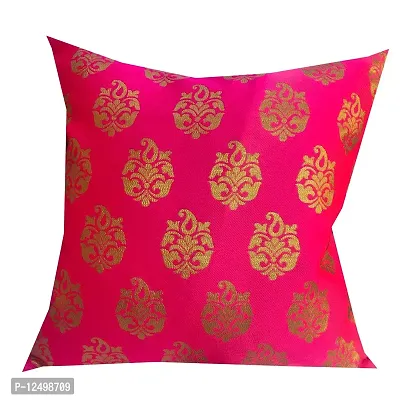 Pinkparrot Dopian Silk Pink Colour Throw Pillow Covers/Cushion Covers ( 18x18 inches) - Set of 5-007-thumb2