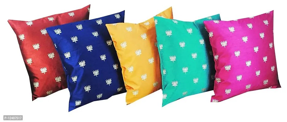 VIREO Polyester Blend Printed Cushion Cover (16 x16-inch, Multicolour) -Set of 5