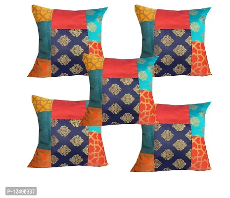 Pinkparrot Dupian Jacquard Multi Colour Throw Pillow Covers/Cushion Covers - Set of 5-thumb0