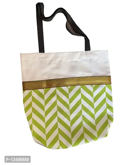 Vireo Reusable Tote Bags|100% Cotton Grocery Bag|Sturdy Cotton Bag |College Bag|Shopping Bags Kitchen Essentials|Vegetable Bag| jhola|Carry Bag Set of 2 pcs -Code 3-thumb2