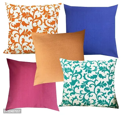 Pink parrot- 100% Cotton Printed Multi Colour Square Cushion Cover 16x16 inch-Set 5 pcs