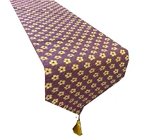 Vireo Jacquard Silk Table Runner Size 12x70 inch 1 pc-(Purple) 2-thumb2