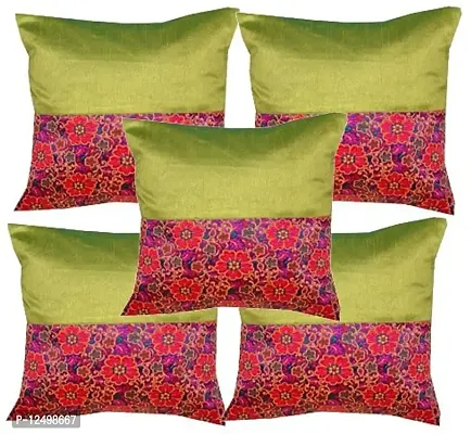 Pinkparrot Dopian Silk Designer Decorative Throw Pillow Covers/Cushion Covers ( 16x16 inches) - Set of 5-001234