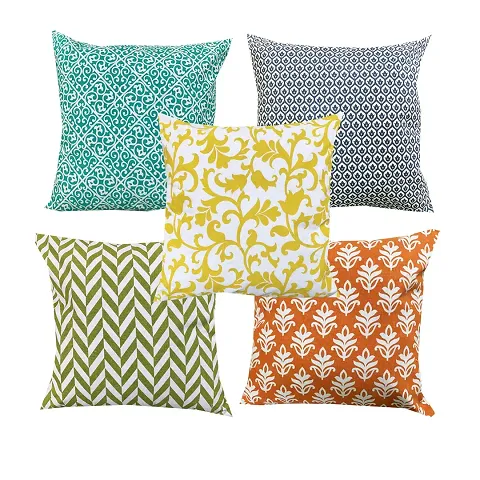 Vireo- 100% Cotton Ethenic Pattern Decorative Throw Pillow/Cushion Covers Set 16x16 inchs Set of 5 pcs