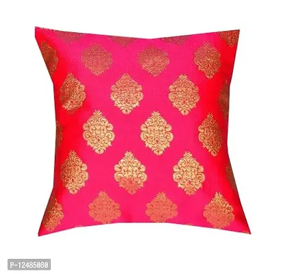 VIREO Jacquard Polyester Blend Cushion Cover Set , 16X16-inch (Pink)