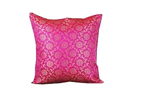 VIREO Silk Cushion Cover with Zipper (12X12-inch, Pink) - Set of 5-thumb3