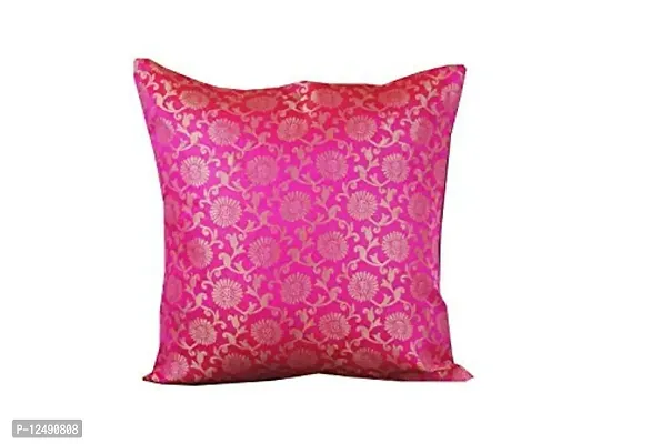 VIREO Silk Cushion Cover with Zipper (12X12-inch, Pink) - Set of 5-thumb4