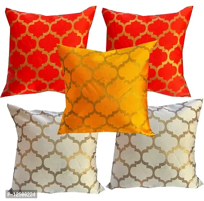 VIREO Dupian Jacquard Multi Colour Throw Pillow Covers/Cushion Covers - 18x18 inch-Set of 5-Yellow-jo1