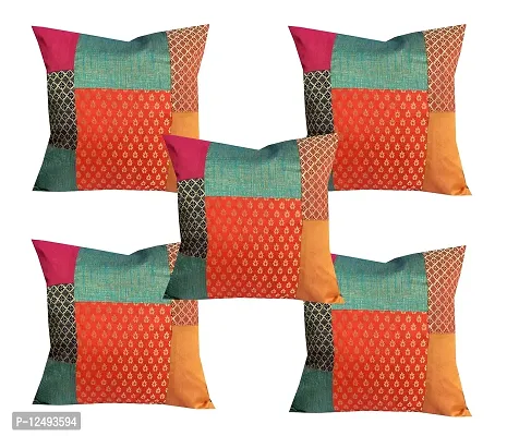 Pinkparrot Dupian Jacquard Multi Colour Throw Pillow Covers/Cushion Covers - Set of 5