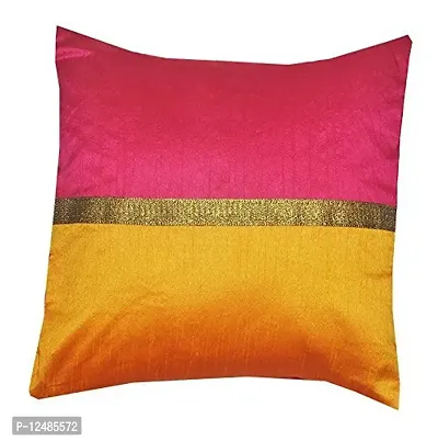 VIREO Jacquard Silk Cushion Cover Set Pieces (16X16 inches, Metallic)-1pc-thumb0