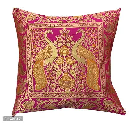 Pinkparrot Dopian Silk Designer Decorative Throw Pillow Covers/Cushion Covers ( 16x16 inches) - Set of 5-008-thumb2