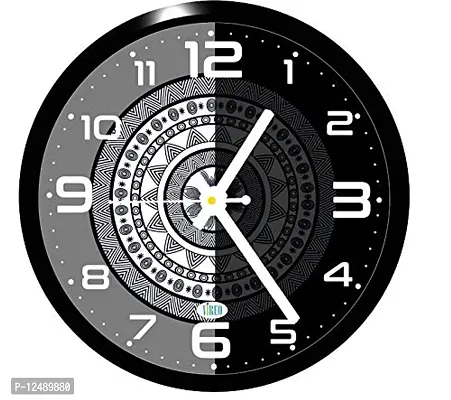 VIREO-11 Inches Big Designer Black and White Wall Clock for Home/Living Room/Bedroom / Kitchen and Office -Mad7