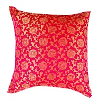 PINK PARROT Art Silk Cushion Cover (16 x 16 inch, Design 2), Set for 5-thumb1